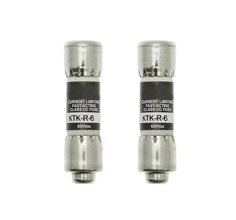 2 Pcs KTK-R-6 KTKR6 (6 Amp) 6A 600Vac Fuses Fast Acting Fuse