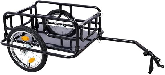 Foldable Bike Cargo Trailer with Universal Bike Hitch and 16" Wheels & Reflectors, Large Loading Bicycle Wagon Trailer Storage Cart