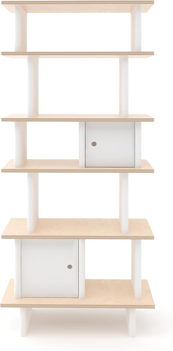 OEUF Vertical Mini Library Tall Modern Bookshelf with Cubbies | Baltic Birch & Eco-MDF | Non-Toxic, GREENGUARD Gold Certified | Space-Saving Design | Made in Europe