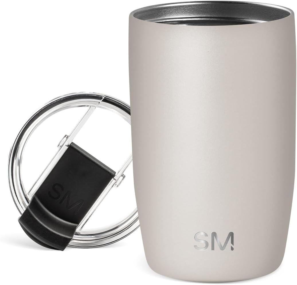 Simple Modern Travel Coffee Mug Tumbler with Flip Lid | Insulated Stainless Steel Iced Coffee Cup | Gifts for Women & Men | Voyager Collection | 350ml | Almond Birch
