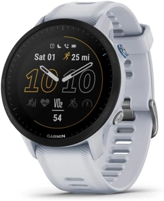 Garmin Forerunner 955, GPS Running Smartwatch, Tailored to Triathletes, Long-Lasting Battery, Whitestone | 47mm GPS Running and Triathlon Smartwatch, Multi-Band Gnss, Full-Color Maps, Touchscreen, Up to 15 Days Battery, 32GB Storage