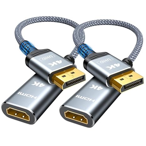 Highwings 4K DisplayPort to HDMI Adapter 2 Pack, Uni-Directional DP to HDMI