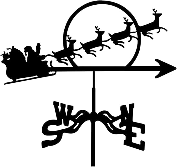 Weather Vane, 19.7 Inch Stainless Steel Wind Direction Indicator Farm Garden Weather Vane Professional Measuring Tool Outdoor Farm Backyard Lawn Decoration,Santa Claus and Deer