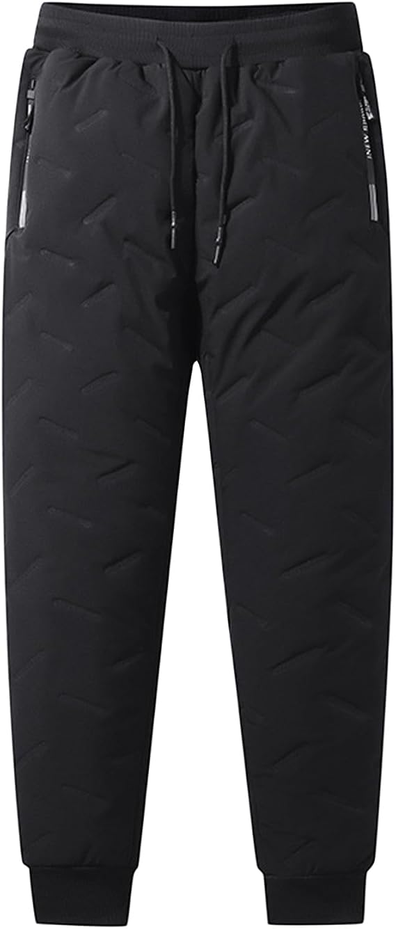 Mens Winter Fleece Pants Furry Sherpa Lined Thermal Sweatpants Windproof Warm Thick Athletic Active Joggers Trousers