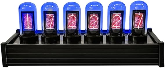 DIY Tube Clock, Nixie Tube Clock Kit, LED Glow Tube Clock, 6 Bit IPS Screen Time Photo Display Custom Watch Face, for Home Bedroom Desk Decoration Gift