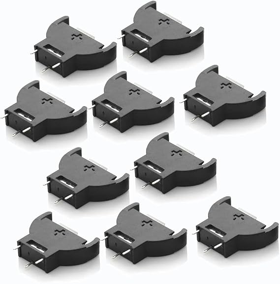 CR2032 Battery Holder, Coin Cell Button Socket Holder Case, CR2032 Coin Cell Button Battery Holder with 3 Pin Solder Mounting Lead