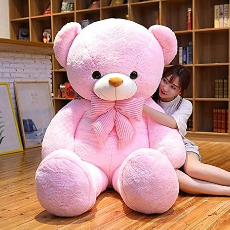 Extra Large Plush Bear, Teddy Bear, Christmas, Large Animal, Body Pillow, Birthday Gift, Interior Decoration, Bear Sewing Packaging, Figurine, Shop Decoration Pink, 51.2 inches 130 cm