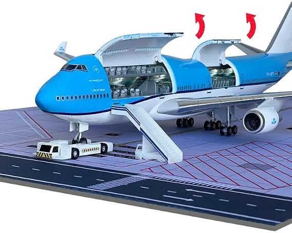 1/130 Scale B747 Model Plane with Openable Doors, 18.1 Inches Resin B747 Model Plane Kit Ideal Gift for Aviation Fans