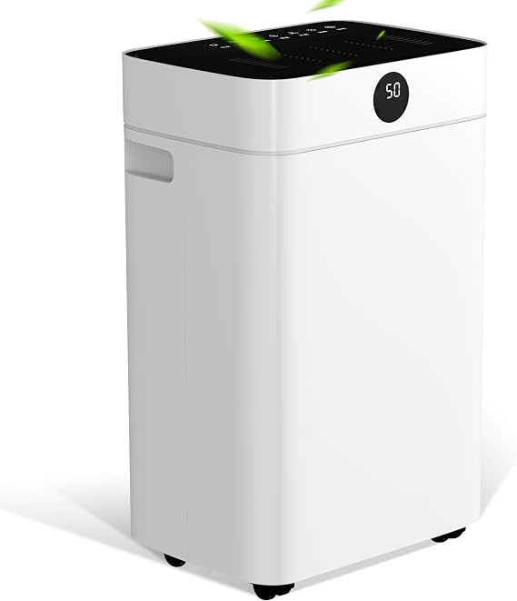Dehumidifier 25L, Dehumidifiers for Home, Continuous Drainage, Laundry Drying Mode, Sleep Mode, 24Hr Timer, 2.8L Water Tank & Drainage Hose