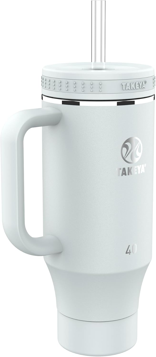 Takeya 40 oz Stainless Steel Tumbler with Lid and Two Straws, Premium Quality, Double Wall Insulated, Wiith Handle, Keep Drinks Cold for Up to 24 Hours, Mist