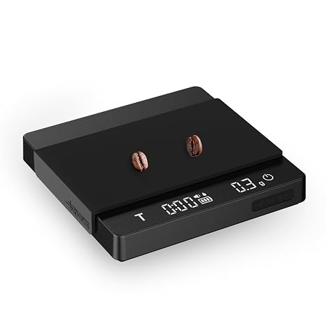 MHW-3BOMBER Espresso Scale with Timer,Small Coffee Scale with Solid-Liquid Detection,Auto Tare Digital Coffee Bean Scale,0.1g Accurate Weighting,2 Mode,Black ES6027B-OS