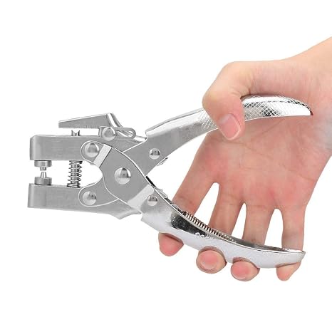 Eyelet Plier,Hole Punch Pliers Eyelet Setting Tool Portable Manual Tool for Sealing, Punching 3mm-12mm Adjustable of Leather and Paper with Non-slip Grip and 100Pcs Buttons