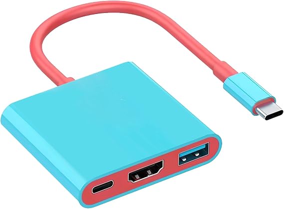 Switch Dock for Nintendo Switch USB-C 3.0 Docking Station Compatible with Nintendo Switch, Samsung Dex MacBook IPad Steam 3 in 1 TV Adapter with 4K HDMI thunderboltn Type C 100W Charging (Blue+Red)