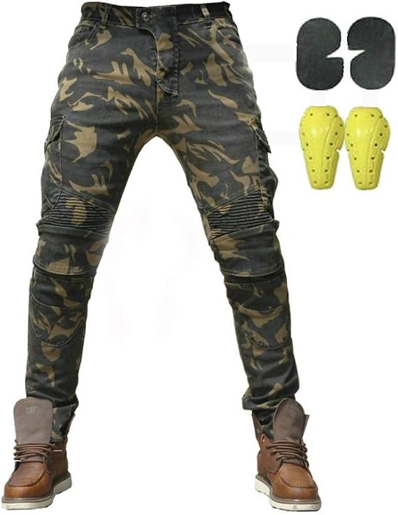 Mens Motorcycle Jeans Motorbike Pants for Men Biker Pants Protective Motorcycle Trousers with 4X Protect Pads (Camouflage, M = 30W / 31L)