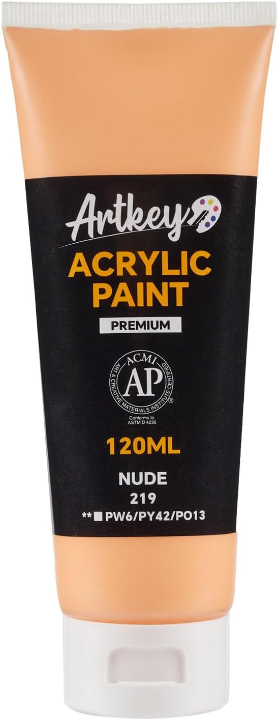 Artkey Acrylic Paint - Nude (120 ml/4.06 oz) Tubes, Rich & Vibrant Pigments, Professional Artists Acrylic Paints - Art Supplies for Canvas Wood Rock Clay Fabric Ceramics Art Crafts Painting
