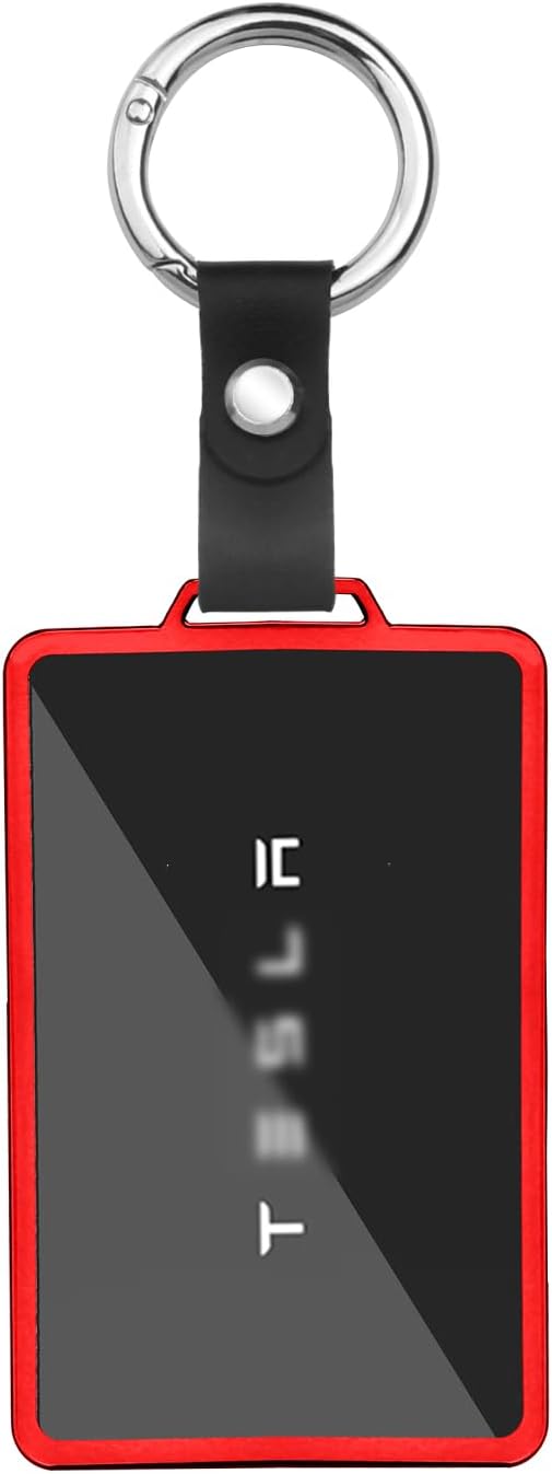 For Tesla Card Key Holder, Transparent Soft TPU Card Key Cover for Model Y/3 Model S/X Cybertruck Accessories, Red