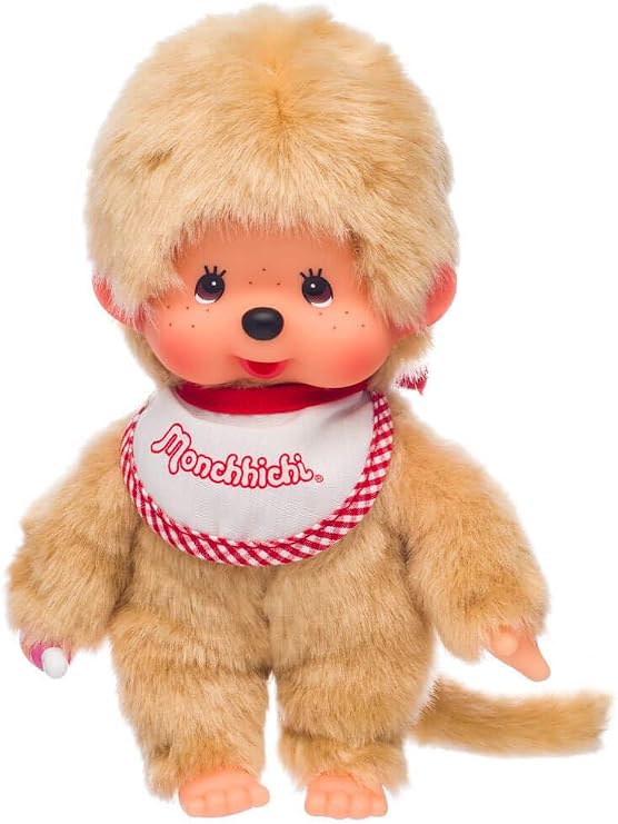 Monchhichi Sekiguchi Beige Boy with Bib - Red/White