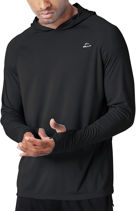 Willit Men's UPF 50+ Sun Protection Hoodie Lightweight Long Sleeve Fishing Shirt Loose Fit Swim Rash Guard