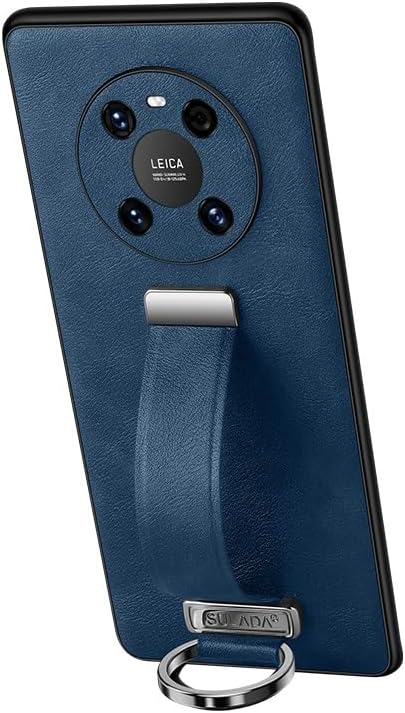 For Huawei Mate40 Pro Leather Case,PU +Hard PC Ultra Thin Protective Phone,Scalable Wristband Stand Shockproof Cover(BLUE)
