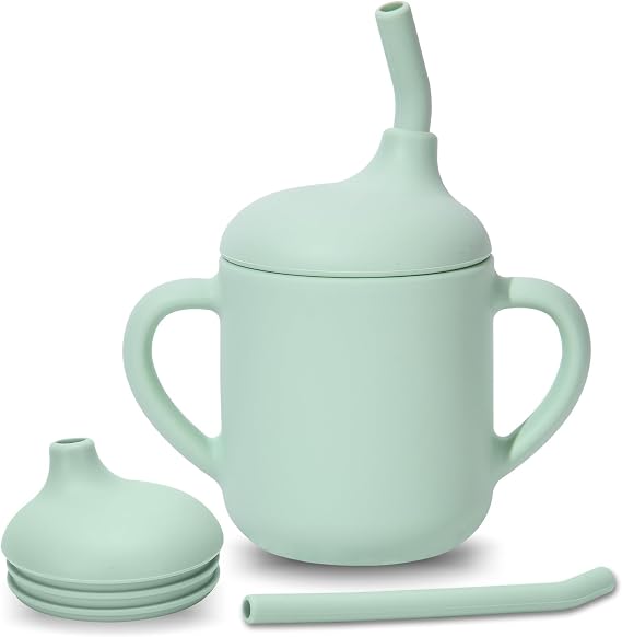 Silicone Baby Sippy Cups, Shatterproof Silicone Straw Cup, Sippy Cups for Toddlers 1-3, Open Cup for Baby, 6+ Months