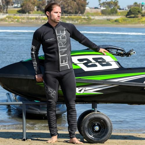 Jettribe Mens 2-Piece Wetsuit Set Premium Neoprene Jacket & Pants Surfing, Diving, Jet Ski, Watersports Black
