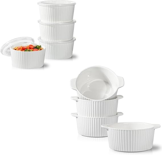 Taeochiy Soup Bowls with Handles - Large Serving Soup Bowl Set Ceramic Bowl with Lid - Microwave Soup Bowls with Lids