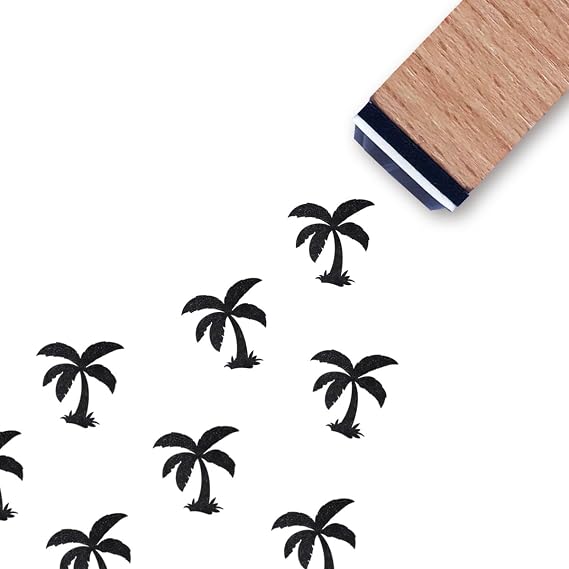 Palm Tree Rubber Stamp, 3/5 Inch Small Mini Stamp for Scrapbooking Card Making Planner