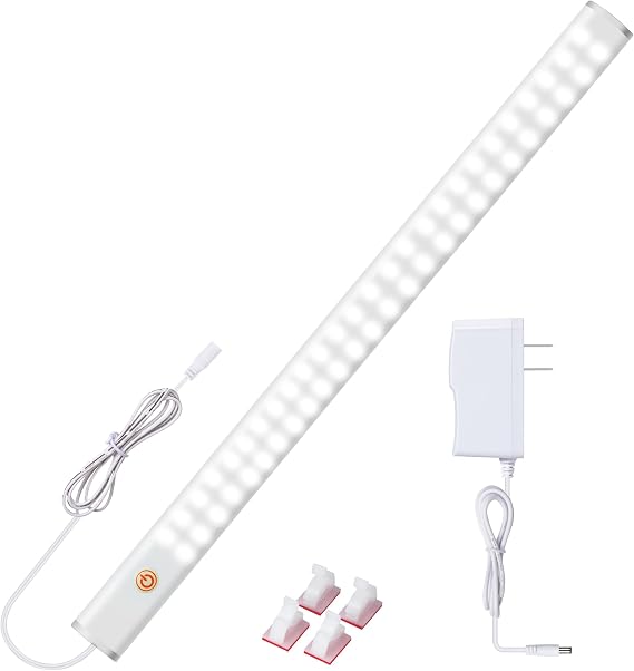 LED Under Cabinet Lighting with Touch Switch, Dimmable Under Cabinet Lights, Under Counter Lighting for Desk, Cold White 6000K