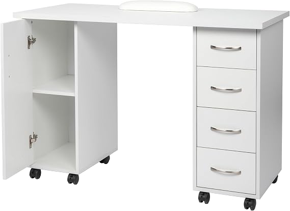 Manicure Table Nail Desk, White