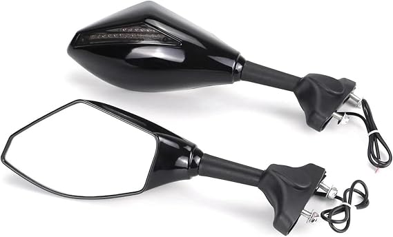 Indicator light flash For Suzuki GSX-R125 GSX-R600 GSX-R750 GSX-R1000 GSX250R GSX650F SV650S Universal Motorcycle Rearview Mirror With Turn Signal Turn Signal Indicator Blinker Lamp(Black-Sm-oke)