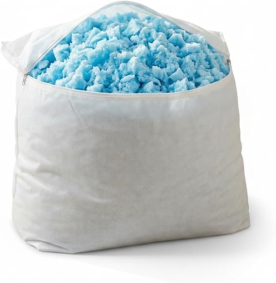 FoamTouch 10 LB Blue Shredded Memory Foam Filling, Soft Pillow Stuffing, Bean Bag, Couch Pillow Refill, Cushion, Stuffed Animals, Dog Bed, Crafts, and Many More DIY Projects