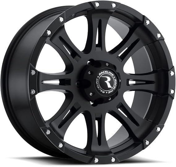 Raceline Wheels 981 RAPTOR Wheel Black 16X8"5X127 Bolt Pattern 0mm Offset/(4.5"B/S) 8 Spoke Aluminum Passenger Car Wheels, Full Size Replacement Black Car Rims