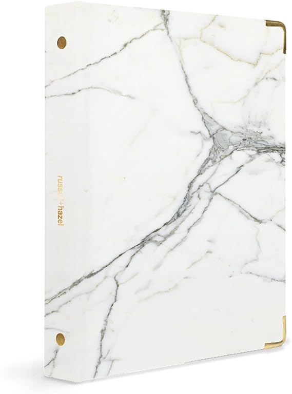 RUSSELL+HAZEL Mini Three Ring Binder, Marble, Gold, 18507