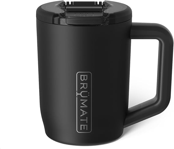 BruMate Muv - 15oz 100% Leak Proof Insulated Coffee Mug with Handle & Lid - Stainless Steel Coffee Travel Mug - Double Walled Coffee Cup (Matte Black)