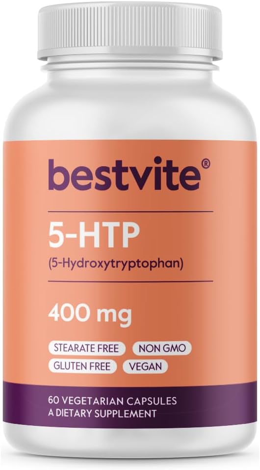 BESTVITE 5-HTP 400mg per Capsule (60 Veg Caps) - Extra Strength - Vegan