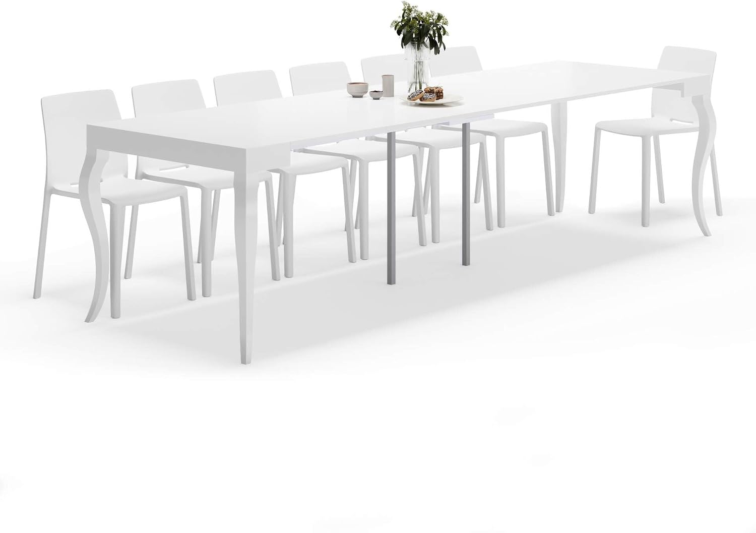 Mobili Fiver, Classico, Extendable Console Table, 17.7120.6 x35.4 in, Matt White, Made in Italy