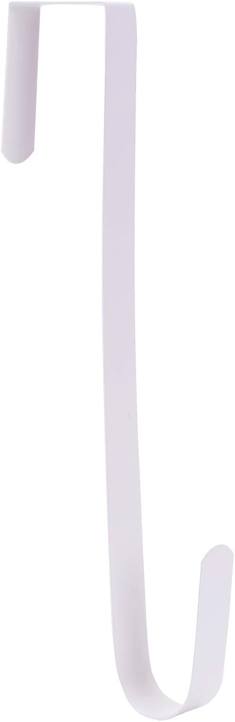 Sattiyrch 12" Front Door Wreath Hanger, Ultra Slim Metal Over Door Hook, Damage-Free Hanging for Seasonal & Year-Round Wreaths, Fits Most Doors, White, 1 Pack