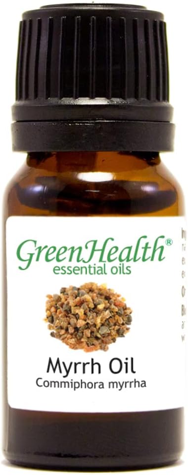 Myrrh Essential Oil 1/3 fl oz (10 ml) Amber Glass Bottle w/Euro Dropper 100% Pure Essential Oil - GreenHealth