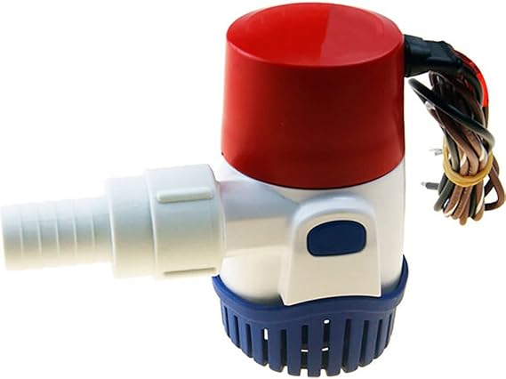 Rule 25D Submersible Bilge Pump, 500 Gallon Per Hour, 12 Volt DC, Non-Automatic,Red/White/Blue