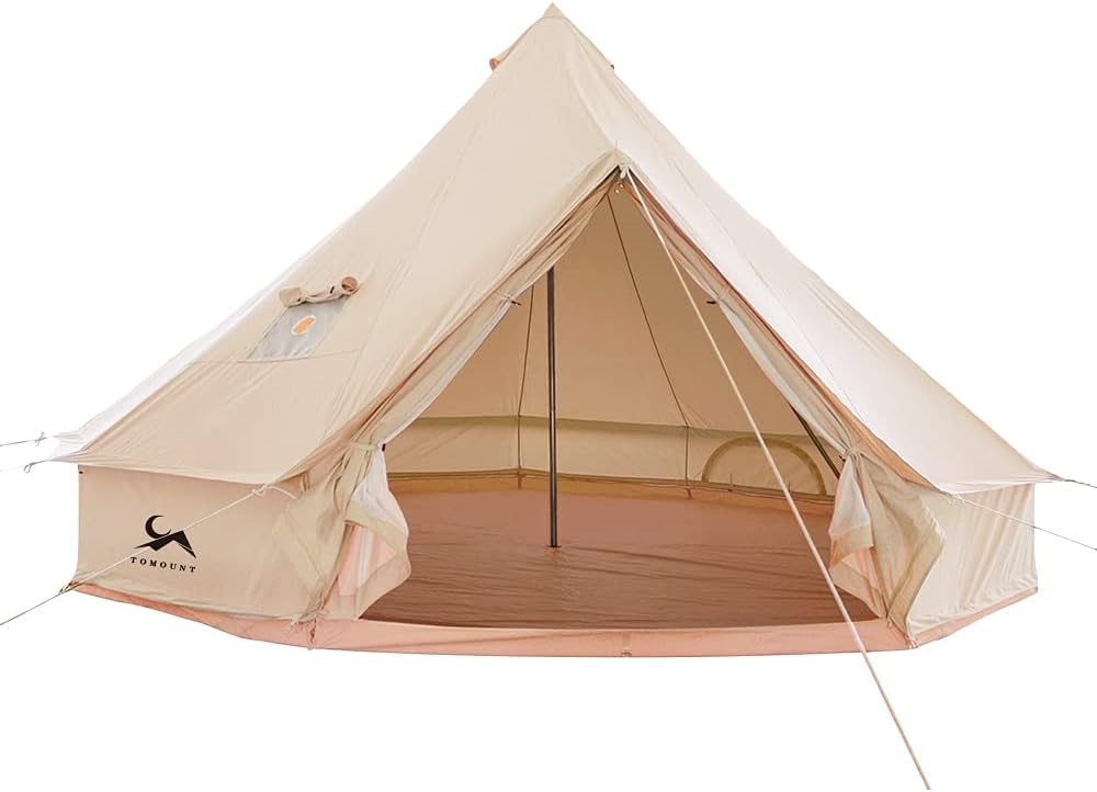 TOMOUNT Bell Tent 3 m 4 m Glamping Tent for 3-6 People Cotton Family Tent Camping Tent Teepee Tent Teepee Pyramid Tent for Groups Families Outdoor Camping Festivals