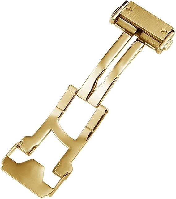 Watch Strap Steel Buckle for Hublot Fusion Classic Big Bang King Power Series Watch Folding Clasp 22m Leather/Rubber Accessories (Color : Golden, Size : 22mm)