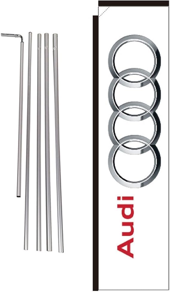 Car Dealership Advertising Rectangle Feather Banner Flag Sigh with Pole Kit and Ground Spike, Compatible with Audi Carlot Signs