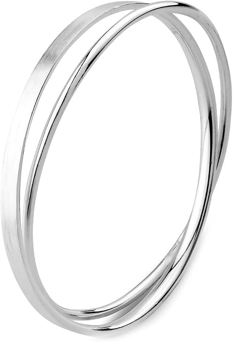Merdia 990 Solid Sterling Silver Polished and Rough Twisted Bangle Bracelet for Women | Silver Bracelets for Women | 925 Sterling Silver Bracelets for Women | Jewelry Bracelets | Ladies Jewelry