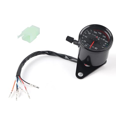 Motorcycle Speedometer, Universal Motorcycle Odometer, Dual Reading KM/H, Mph, Black