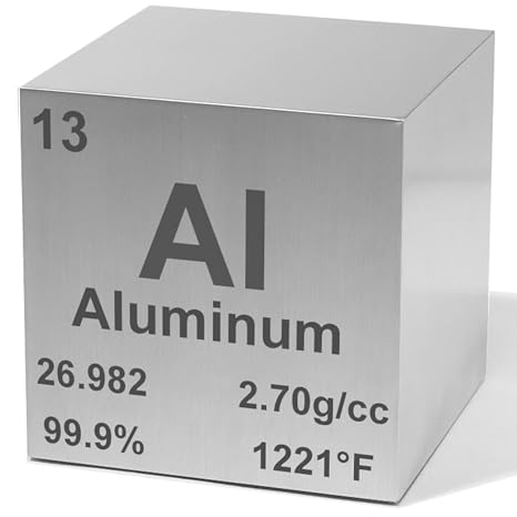 Aluminum 0.5" Metal Density Cube - 99.9% Pure Element for Chemistry - Educational Scientific Chemistry Elemental Specimen