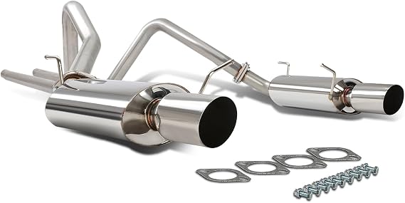 Dual 4" OD Tip Muffler Catback Exhaust For 11-14 Ford Mustang 3.7 V6 | Stainless Steel TIG Welded CNC Bends for Rust-Resistant and Durable