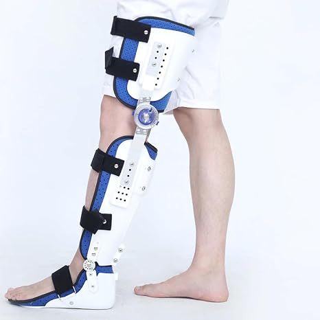 KAFO Unisex leg Brace, Adjustable Collateral Bars,Post-operative knee support orthosis immobilizer (Right foot)