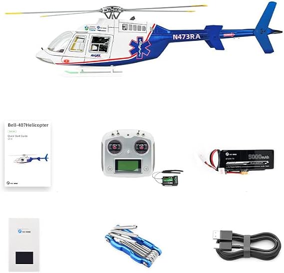 FLYWING Bell 407 RC Helicopter for Adults, 470-Class Remote Control Helicopter Model with ACE Flight Controller, GPS and Quick Release Rotors (RTF Version)