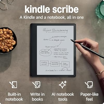 Kindle Scribe (16 GB) the first Kindle for reading, writing, journaling and sketching - with a 10.2 300 ppi Paperwhite display, includes Basic Pen +3 months of Kindle Unlimited (with auto-renewal)