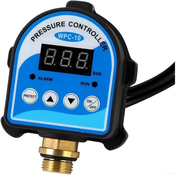 Digital Pressure Controller Switch 220V,For Booster Pump, Automatic Water Pump Control,For Real-Time BAR Display, Visual Alarm, Dry Run Protection, Adjustable Limits(2 points - 12mm)
